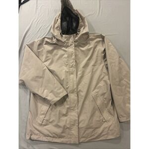 Lands' End Rain Jacket Womens XL 18-20Tan Hooded GORE-TEX Waterproof Vintage